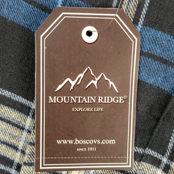 Mountain Ridge Flannel Men's 2XL Button Down Long Sleeve Plaid Blue Black White - Picture 5 of 12